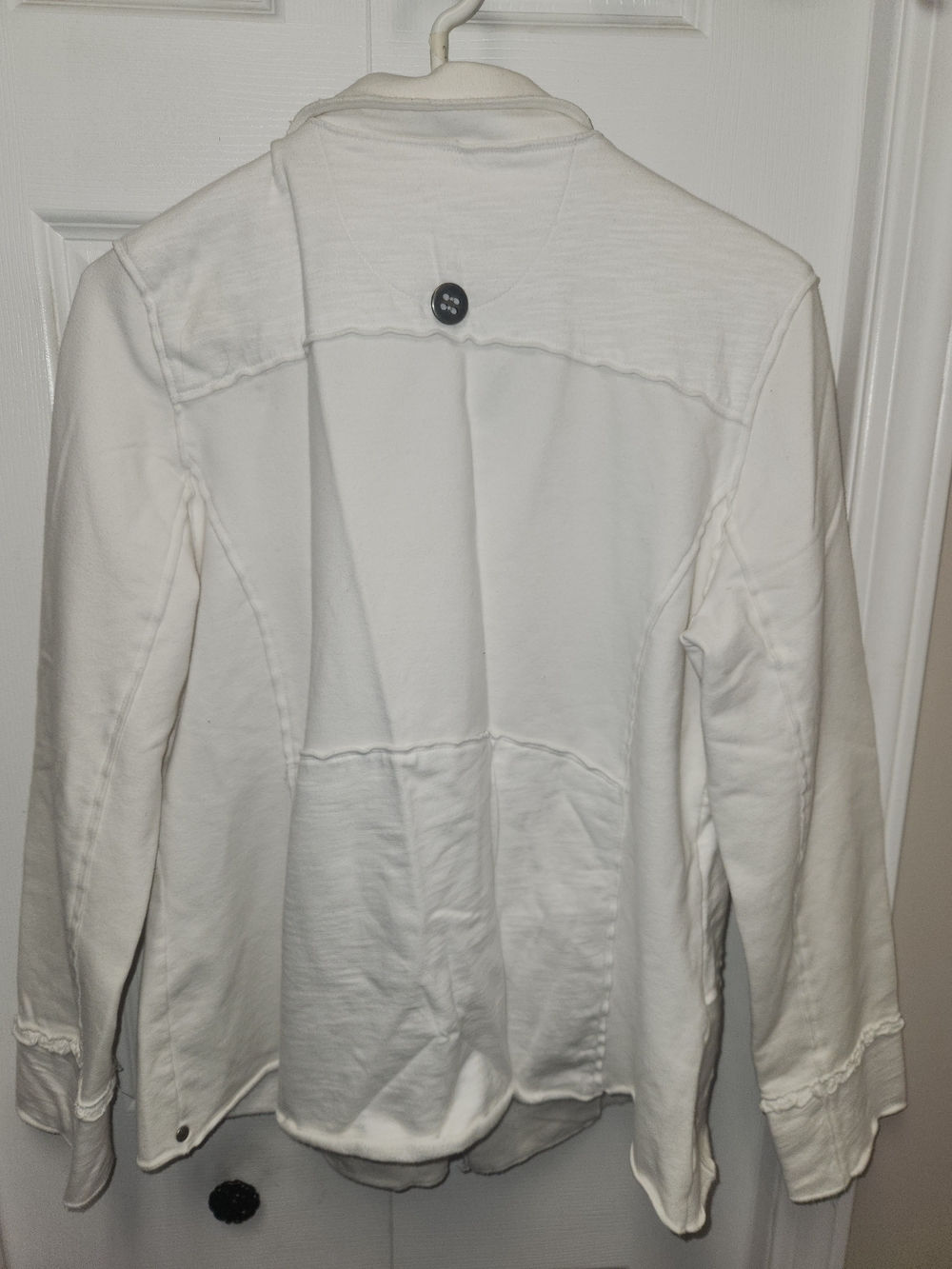 🍉Neon Buddha White Button-Front Patchwork Jacket - Picture 4 of 8
